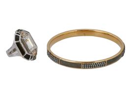 JUDITH LEIBER FACET RING AND SLIM BANGLE BRACELET IOB