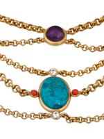 JUDITH LEIBER SHEBA CABOCHON CHAIN NECKLACE IOB