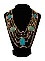 JUDITH LEIBER SHEBA CABOCHON CHAIN NECKLACE IOB