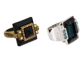 JUDITH LEIBER DECO AND CHERISSE COCKTAIL RINGS IOB