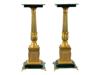 ANTIQUE EMPIRE GILT BRONZE AND MALACHITE SIDE TABLES PIC-0