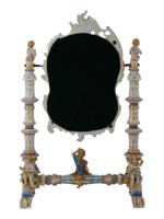 ANTIQUE GERMAN ROCOCO HAND PAINTED PORCELAIN MIRROR