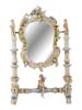 ANTIQUE GERMAN ROCOCO HAND PAINTED PORCELAIN MIRROR PIC-0