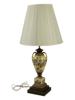 EUROPEAN GILT HAND PAINTED PORCELAIN LAMP W SHADE PIC-1