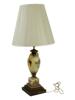 EUROPEAN GILT HAND PAINTED PORCELAIN LAMP W SHADE PIC-2