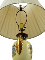 EUROPEAN GILT HAND PAINTED PORCELAIN LAMP W SHADE