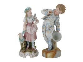 TWO VINTAGE PORCELAIN CHILDREN FIGURES MARKED