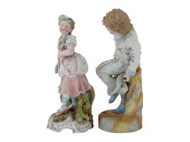 TWO VINTAGE PORCELAIN CHILDREN FIGURES MARKED