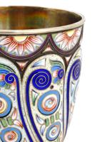 TALL RUSSIAN SILVER GILT CLOISONNE ENAMEL GOBLET