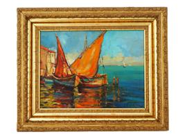 RUSSIAN SEASCAPE OIL PAINTING BY GEORGES LAPCHINE