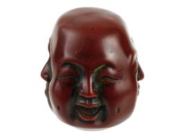 VINTAGE ASIAN BROWN JADE MANY FACED BUDDHA FIGURE