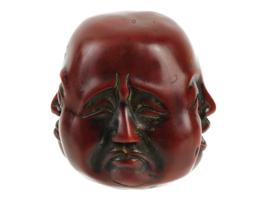 VINTAGE ASIAN BROWN JADE MANY FACED BUDDHA FIGURE