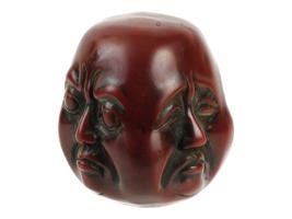 VINTAGE ASIAN BROWN JADE MANY FACED BUDDHA FIGURE