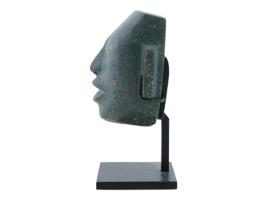 ANCIENT MESOAMERICAN OLMEC HEAD OF DARK GREEN STONE