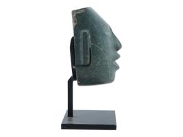 ANCIENT MESOAMERICAN OLMEC HEAD OF DARK GREEN STONE