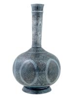 ANTIQUE QAJAR EMPIRE SILVER INLAID VASE