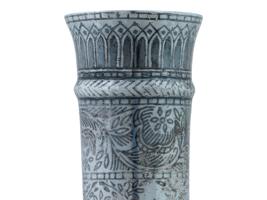 ANTIQUE QAJAR EMPIRE SILVER INLAID VASE