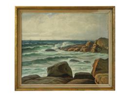 SIGNED EUROPEAN SCHOOL SEASCAPE OIL PAINTING C 1900