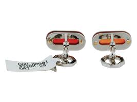 VINTAGE BARAKA 18K WHITE GOLD CARNELIAN CUFFLINKS