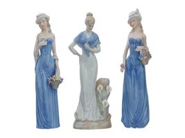 LARGE VINTAGE GLAZED PORCELAIN FEMALE FIGURINES