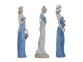 LARGE VINTAGE GLAZED PORCELAIN FEMALE FIGURINES