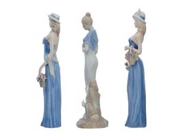 LARGE VINTAGE GLAZED PORCELAIN FEMALE FIGURINES