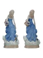 LARGE VINTAGE PORCELAIN FEMALE FIGURINES WITH DOGS