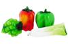 VINTAGE COLORED GLASS VEGETABLE AND FRUIT FIGURINES PIC-0