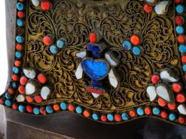 ANTIQUE TIBETAN BRASS GEMSTONE ELEPHANT TRINKET BOX