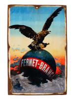 MID CENTURY ITALIAN FERNET BRANCA ADV METAL PLAQUE