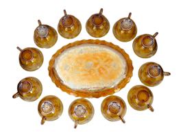 MID CENT INDIANA HARVEST AMBER CARNIVAL GLASS SET