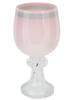 VINTAGE PINK GLASS WINE GOBLET AND CANDLE HOLDER PIC-3