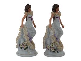 SET OF EUROPEAN LARGE FEMALE PORCELAIN FIGURINES