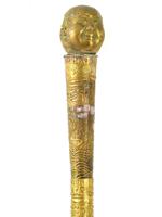 VINTAGE TIBETAN BUDDHA WITH THREE FACES SWORD CANE