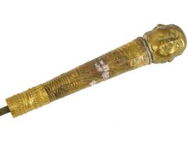 VINTAGE TIBETAN BUDDHA WITH THREE FACES SWORD CANE