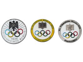 GROUP OF 3 BERLIN 1936 OLYMPIC GAMES BADGES