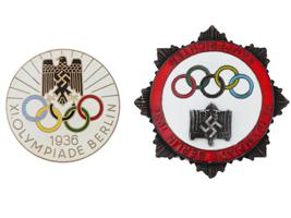 GROUP OF 2 BERLIN 1936 OLYMPIC GAMES BADGES