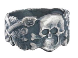 WWII GERMAN SS ANTI PARTISAN TOTENKOPF SILVER RING