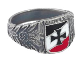 GERMAN WWII WAFFEN SS DIVISION NORDLAND SILVER RING