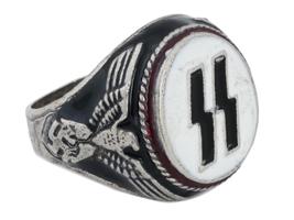 GERMAN WWII  WAFFEN SS ENAMELLED SILVER RING