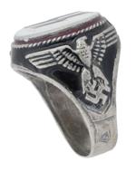 GERMAN WWII  WAFFEN SS ENAMELLED SILVER RING