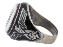 GERMAN WWII  WAFFEN SS ENAMELLED SILVER RING