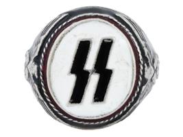 GERMAN WWII  WAFFEN SS ENAMELLED SILVER RING