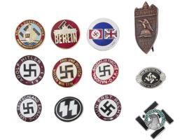 GROUP OF 12 GERMAN WWII PINS AND BADGES