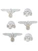 GROUP OF 6 GERMAN WWII SS HAT INSIGNIAS PIC-0