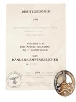 GERMAN WWII ANTI PARTISAN BADGE WITH CERTIFICATE