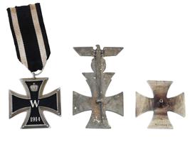 GROUP OF 3 GERMAN WWII IRON CROSSES 1870 1914 1939