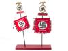 GERMAN WWII NSDAP TABLE STAND WITH 2 FLAGS PIC-0