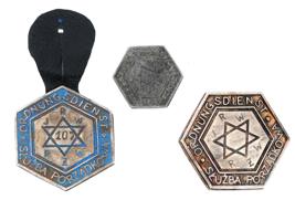 GROUP OF 3 BADGES OF WWII WARSAW GHETTO POLICE
