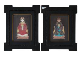 CHINESE EMBROIDERED ANCESTRAL ROYAL FIGURES IN FRAMES